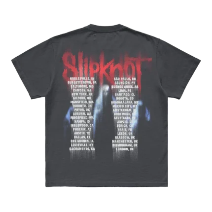 Get ready for Slipknot's 'Here Comes The Pain' Tour 2024 with this exclusive photo t-shirt. Featuring striking tour imagery on the front and a bold 25th anniversary tribal S logo on the back, this black tee is perfect for fans wanting to commemorate the tour in style. Don’t miss out—grab yours today!