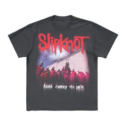 Get ready for Slipknot's 'Here Comes The Pain' Tour 2024 with this exclusive photo t-shirt. Featuring striking tour imagery on the front and a bold 25th anniversary tribal S logo on the back, this black tee is perfect for fans wanting to commemorate the tour in style. Don’t miss out—grab yours today!