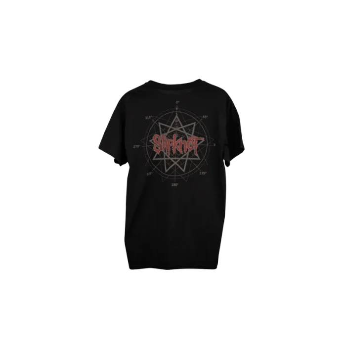 Rock out with the 'All Hope Is Gone' black t-shirt, featuring the classic album art on the front and a distinctive logo with a 9-point star on the back. Perfect for fans who want to celebrate Slipknot’s iconic album and showcase their dedication in style. Get your exclusive tee now and stand out!