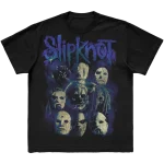 Black t-shirt with mask graphic on front and Here Comes The Pain graphic and 25th Anniversary World Tour cities listed on back